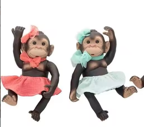 DreamsBe Mono de peluche con 3 monos bebé para niños y niñas, relleno de  mono de peluche con bolsillo con cremallera para bebés, regalo de mono para